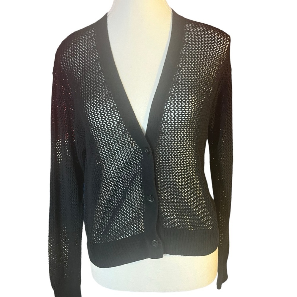 Uniqlo Black Mesh Crochet Knit Cardigan XS NWT